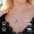 Wish Stone Pendant Necklace, Necklaces for Women with Birthstone Crystals, Allergy-Free Jewelry for Women with Gift Box, 22K Rose Gold Plated or Silver-tone Birthstone Necklace for Women-06-June Birthstone-Alexandrite Light-1