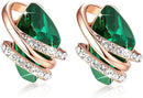 Infinity Love Heart Birthstone Earrings for Women, Crystal Stud Earrings with Healing Stones, Allergy-Free Jewelry for Women with Gift Box, Silver-tone Birthstone Crystals Earrings-05-May Birthstone-Emerald Green-1