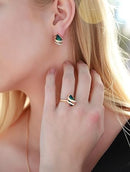 Infinity Love Heart Birthstone Earrings for Women, Crystal Stud Earrings with Healing Stones, Allergy-Free Jewelry for Women with Gift Box, Silver-tone Birthstone Crystals Earrings-05-May Birthstone-Emerald Green-2