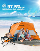 OutdoorMaster Pop Up 3-4 Person Beach Tent X-Large - Easy Setup, Portable Beach Shade Canopy Folding Sun Shelter with UPF 50+ UV Protection Removable Skylight Family Size (Orange)-2