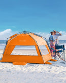 OutdoorMaster Pop Up 3-4 Person Beach Tent X-Large - Easy Setup, Portable Beach Shade Canopy Folding Sun Shelter with UPF 50+ UV Protection Removable Skylight Family Size (Orange)-8