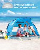 OutdoorMaster Pop Up 3-4 Person Beach Tent X-Large - Easy Setup, Portable Beach Shade Canopy Folding Sun Shelter with UPF 50+ UV Protection Removable Skylight Family Size (Blue)-3