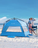 OutdoorMaster Pop Up 3-4 Person Beach Tent X-Large - Easy Setup, Portable Beach Shade Canopy Folding Sun Shelter with UPF 50+ UV Protection Removable Skylight Family Size (Blue)-7