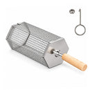 Rolling Grill Basket with Removable Handle, 304 Stainless Steel BBQ Grilling Basket for Vegetables, Fish, Shrimp & Meat-3