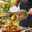 2Pcs Rolling Grill Basket with Removable Handle, 304 Stainless Steel BBQ Grilling Basket for Vegetables, Fish, Shrimp & Meat, Rotating Barbecue Cooking Basket for Outdoor Camping, Picnic & Backyard Grill-8