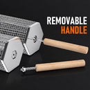 2Pcs Rolling Grill Basket with Removable Handle, 304 Stainless Steel BBQ Grilling Basket for Vegetables, Fish, Shrimp & Meat, Rotating Barbecue Cooking Basket for Outdoor Camping, Picnic & Backyard Grill-9