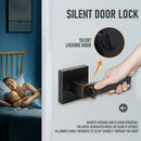 Matte Black Keyless Privacy Door Lever Handle, Heavy Duty Interior Door Lockset, Adjustable 60/70mm Backset, Reversible for Bedroom Bathroom Home Office-3