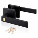 Matte Black Privacy Door Lever Handle with Keys, Heavy Duty Interior Door Lockset, Adjustable 60/70mm Backset, Reversible for Bedroom Bathroom Home Office-1