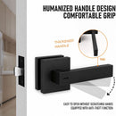 Matte Black Privacy Door Lever Handle with Keys, Heavy Duty Interior Door Lockset, Adjustable 60/70mm Backset, Reversible for Bedroom Bathroom Home Office-7