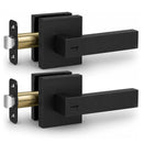 Matte Black Keyless Privacy Door Lever Handles, 2 Pack Heavy Duty Interior Door Lockset, Adjustable 60/70mm Backset, Reversible for Bedroom Bathroom Home Office-1