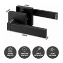 Matte Black Keyless Privacy Door Lever Handles, 2 Pack Heavy Duty Interior Door Lockset, Adjustable 60/70mm Backset, Reversible for Bedroom Bathroom Home Office-2
