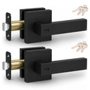 Matte Black Privacy Door Lever Handles with Keys, 2 Pack Heavy Duty Interior Door Lockset, Adjustable 60/70mm Backset, Reversible for Bedroom Bathroom Home Office-1