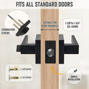 Matte Black Privacy Door Lever Handles with Keys, 2 Pack Heavy Duty Interior Door Lockset, Adjustable 60/70mm Backset, Reversible for Bedroom Bathroom Home Office-5