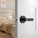 Privacy Door Lever Handle with Key, Heavy Duty Interior Door Lock, Round Design, 4 Pack, Matte Black-7