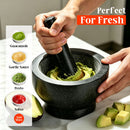 Granite Mortar and Pestle Set, 480ml Heavy Duty Stone Grinder Bowl with 15.5cm Pestle, Dark Grey, Manual Spice Grinder for Guacamole, Salsa, Pesto, Herbs, Spices, Nuts & Seeds-3