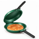 Double-Sided Non-Stick Frying Pan, Flip Pancake Pan with Heat-Resistant Handle for Eggs, Pancakes & Toast, Gas Electric & Ceramic Stoves-Green-1
