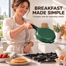 Double-Sided Non-Stick Frying Pan, Flip Pancake Pan with Heat-Resistant Handle for Eggs, Pancakes & Toast, Gas Electric & Ceramic Stoves-Green-3