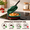 Double-Sided Non-Stick Frying Pan, Flip Pancake Pan with Heat-Resistant Handle for Eggs, Pancakes & Toast, Gas Electric & Ceramic Stoves-Green-5