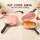 Double-Sided Non-Stick Frying Pan, Flip Pancake Pan with Heat-Resistant Handle for Eggs, Pancakes & Toast, Gas Electric & Ceramic Stoves-Pink-4