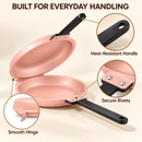 Double-Sided Non-Stick Frying Pan, Flip Pancake Pan with Heat-Resistant Handle for Eggs, Pancakes & Toast, Gas Electric & Ceramic Stoves-Pink-5