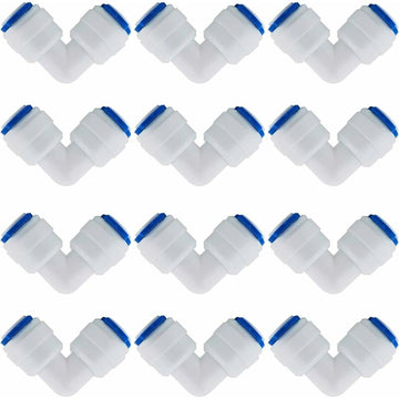 12 pcs RO Water Filter Accessories Nozzle Fitting 1/4 Inch 90 Degree Right Angle Fast Docking For Connecting Water Pipe - 0