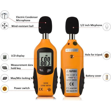 Sound Level Meter 40-130Dba, Professional Decibel Meter With Backlit Display (9V Battery Included) - 0