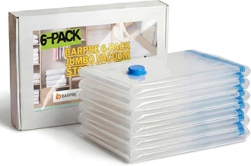 6-Pack Jumbo Vacuum Storage Bags | Space Saving Vacuum Pack Bags for Clothes & Bedding | 80% More Storage | 100cm x 70cm (39” x 28”)