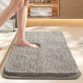Ultra-soft and absorbent bathroom mat | 3.5cm thick, antibacterial and non-slip TPR material, machine washable, quick-drying, suitable for showers, bathtubs and entryways (Gray, 15.75*23.62in)