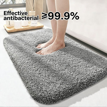 Ultra-soft and absorbent bathroom mat | 3.5cm thick, antibacterial and non-slip TPR material, machine washable, quick-drying, suitable for showers, bathtubs and entryways (Gray, 15.75*23.62in) - 0