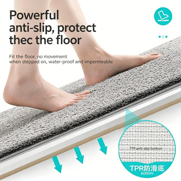 Ultra-soft and absorbent bathroom mat | 3.5cm thick, antibacterial and non-slip TPR material, machine washable, quick-drying, suitable for showers, bathtubs and entryways (Gray, 15.75*23.62in)
