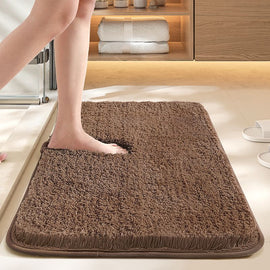 Ultra-soft and absorbent bathroom mat | 3.5cm thick, antibacterial and non-slip TPR material, machine washable, quick-drying, suitable for showers, bathtubs and entryways (brown,15.75*23.62in)