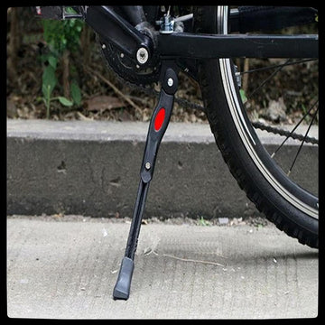 Adjustable Aluminium Bicycle Kickstand with Non-Slip Foot for Mountain, Road and Folding Bikes, Suitable for 22-28 Inch Wheels, Black - 0