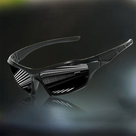 Polarized Sports Sunglasses for Men, Wrap Around UV Protection for Cycling, Fishing Driving Outdoor Activities, Windproof Mountaineering Skiing Goggles Black - 0