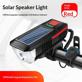 Bike Horn Headlight Solar/USB Dual Charging Bike Horn Light High Brightness Bike Headlight Waterproof Bike Horn Light Ideal for Mountain and Road Night Riding Essential Gear for Night Cycling - 0