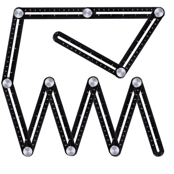 Multi Angle Measuring Ruler,12-Sided Angle Measurement,Tile Holes Measure Ruler Holes Positioning Apertures,Upgrade Multi Angle Ruler/Metal/Black