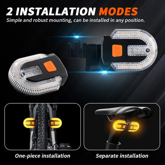 4Pcs Turn Signals for Bicycles with Alarm, USB Charging Remote Control Split/Integrated Bike Tail Light Rear Lights Can be Mounted on Front and Rear of Bicycle