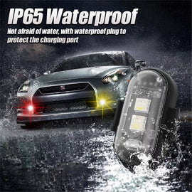 6PCS Wireless LED Lights for Car with Remote Control, Halloween Wireless LED Strobe Lights 8 Colors USB IP65 Waterproof Anti-Collision Warning Light for Car Interior Truck Drone Aircraft Bike - 0