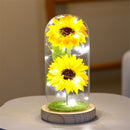 Sunflower Gift for Women,Sun Flowers Home Decor,Preserved Sunflower Bouquet in Glass Dome,Birthday Gifts for Her Mom-4