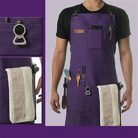 Chef and BBQ Apron - Canvas, Stainless Steel Hardware - Cross Back Straps（Purple, with only one apron） - 0