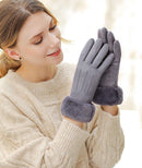 Women Winter Warm Touch Screen Soft Windproof Lined Thick Gloves for Snow Skiing in Clod Weather grey-5