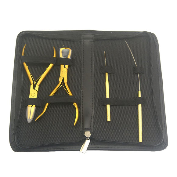 Professional Hair Extension Tools Kit, Hair Extensions Remover Pliers, Micro Links Beads Hair Pulling Hook & Microbead Ring Loop Tool Stainless Steel Hair Supplies Packed in Soft Case