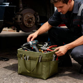 Car trunk storage, multifunctional storage toolbox, heavy-duty tool storage bag, multi pocket foldable storage, portable and portable - 0