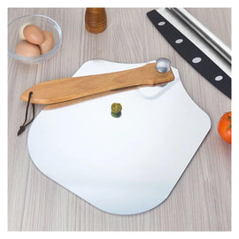 Removable Pizza Shovel With Foldable Wooden Handle For Easy Storage Spatula Paddle For Baking(Flat handle) - 0