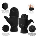 Half finger flip gloves Thermal Winter Gloves: Windproof 2 in 1 Convertible Mittens for Men & Women (Black S)-3
