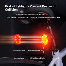Smart Bike Tail Light Brake Sensing Bicycle Rear Lights Rechargeable Waterproof Bright LED Bike Light Cycling Safety Road BikeTaillight Accessories 6 Modes - 0