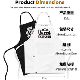 2pcs Apron Set - Wedding Engagement Gifts for Couples, Funny Kitchen Gifts for Couples, Husband, Wife, Boyfriend, Girlfriend, Him Her, Bridal Shower Gifts, Unique Valentine's Day gifts ideas - 0