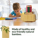 walowalo Bamboo Rotating Art Supply Organizer Holds  Pencils Spinning Crayon Marker Organzier Holder Christmas Gift Desk Brush Storage for Office Classroom Organization Stationary-5