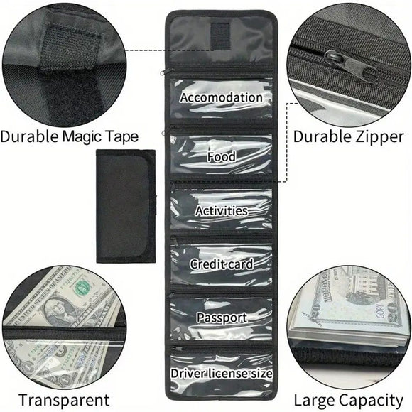 Money Organizer for Cash with 6 Zippered Pocket Multipack Money Pouch, Cash Bill Organizer, Money Bag Small Travel Money Holder for Budgeting, Receipt and Tips