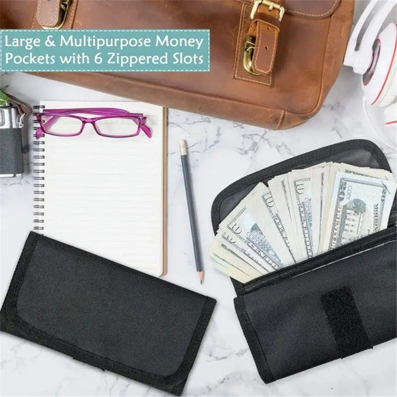 Money Organizer for Cash with 6 Zippered Pocket Multipack Money Pouch, Cash Bill Organizer, Money Bag Small Travel Money Holder for Budgeting, Receipt and Tips