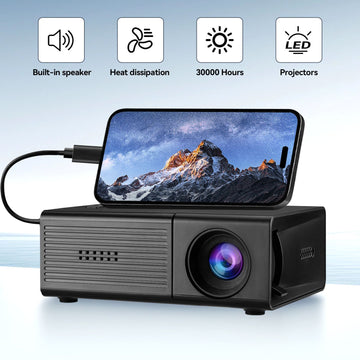 Black M3S 1080P Mini Projector AU Plug Includes Manual - 0